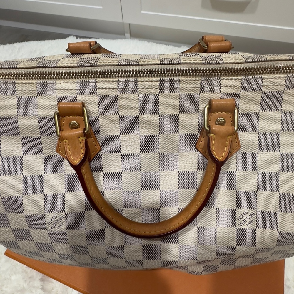 Louis Vuitton Damier Azur Satchel - Cream and Tan 35 - Picture 6 of 16